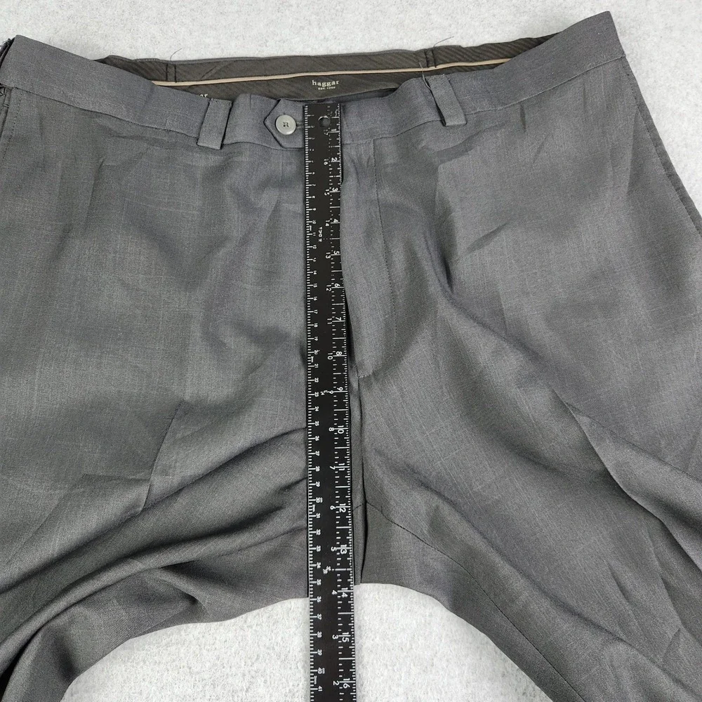 Haggar Dress Pants Mens 38x29 Gray Classic Fit Flat Front‎ Repreve Trousers